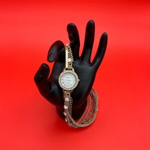 Geneva Platinum Leather Wrap Watch